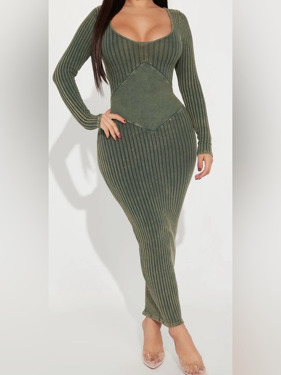Fashion Nova Dresses & Skirts - Fashion Nova Olive Ally Mineral Wash Maxi Dress